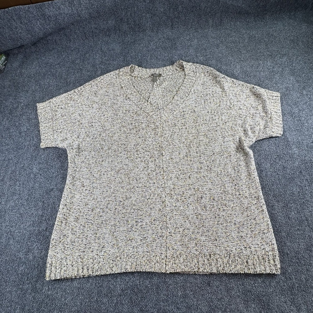 Naturals d&co Sweater Women 3X Marled Knit Short Sleeve Cozy Minimalist Office‎